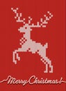 Christmas knitted card or background with a deer