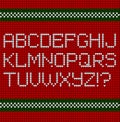 Christmas knitted font, latin alphabet.