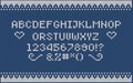 Christmas knitted font. Nordic Fair Isle Knitting Sweater Design. Knitted latin alphabet