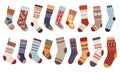 Christmas knitted various socks set Royalty Free Stock Photo