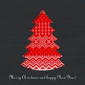 Christmas knitted tree card chalkboard