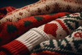 Christmas knitted winter sweater with pattern. Generative AI