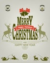 Christmas label of green and red pastel shades Royalty Free Stock Photo