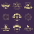 Christmas labels and badges vector design elements set Royalty Free Stock Photo