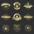 Christmas labels and badges vector design elements set. Royalty Free Stock Photo