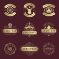 Christmas labels and badges vector design elements set Royalty Free Stock Photo