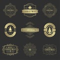 Christmas labels and badges vector design elements set. Royalty Free Stock Photo