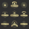 Christmas labels and badges vector design elements set. Royalty Free Stock Photo