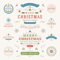 Christmas Labels and Badges Vector Design Elements Set. Royalty Free Stock Photo