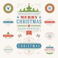 Christmas Labels and Badges Vector Design Elements Set. Royalty Free Stock Photo