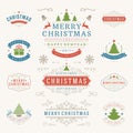 Christmas Labels and Badges Vector Design Elements Set. Royalty Free Stock Photo