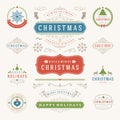 Christmas Labels and Badges Vector Design Elements Set. Royalty Free Stock Photo