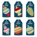 Christmas labels collection with Christmas balls, isolated items Royalty Free Stock Photo