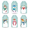 Christmas labels collection with snowman, isolated items on whit Royalty Free Stock Photo