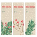 Christmas labels collection with tree branches and holly berries