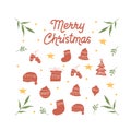 Christmas Labels Decorative elements, symbols, icons, frames, Ornaments and Ribbons, visible. Merry Christmas and Happy Holidays Royalty Free Stock Photo