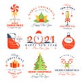 Christmas labels set isolated on white background Royalty Free Stock Photo