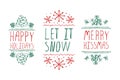 Christmas labels with text on white background