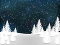 Christmas landscape background with snow and tree, wish card