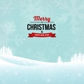 Christmas landscape background with trees and snowflakes. Royalty Free Stock Photo