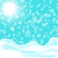 Christmas landscape with falling snowflakes. Royalty Free Stock Photo