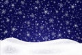Christmas landscape with falling snowflakes. Snow background. Realistic snowdrift isolated. Vector illustration. EPS 10. Royalty Free Stock Photo