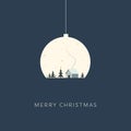 Christmas landscape inside xmas decoration vector background. Holiday seasonal creative card template.