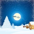 Christmas Landscape with Santa Claus Sleigh Royalty Free Stock Photo