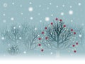 Christmas landscape with snowbound trees