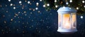 Christmas Lantern, Christmas and New Year holidays background, winter season Royalty Free Stock Photo