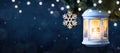 Christmas Lantern, Christmas and New Year holidays background, winter season Royalty Free Stock Photo