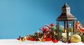 Christmas lantern decorations in snow Royalty Free Stock Photo