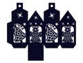 Christmas lantern with openwork bell and angel. Stencil for cutting and New Year`s decor Royalty Free Stock Photo