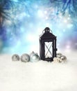 Christmas lantern with ornaments Royalty Free Stock Photo