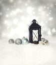 Christmas lantern with ornaments Royalty Free Stock Photo