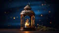 Christmas Lantern On Snow In Evening Scene Royalty Free Stock Photo