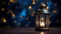 Christmas Lantern On Snow In Evening Scene Royalty Free Stock Photo