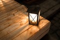 Christmas lantern on the wooden table