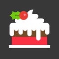 Christmas layered cake icon decoration with mistletoe