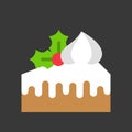 Christmas layered cake icon decoration with mistletoe