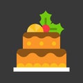 Christmas layered cake icon decoration with mistletoe