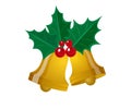 Christmas leaf with golden bell Royalty Free Stock Photo