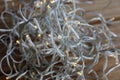 Christmas LED Light String on a Wooden Floor Royalty Free Stock Photo