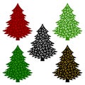 Christmas leopard tree. Paper cut template. Animal decorative ornament Royalty Free Stock Photo