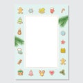 Christmas letter blank template A4 decorated with gingerbread cookies and fir. Vector