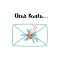 Christmas letter envelope Santa mail template design Winter Berry fir branch Letter to Santa vector Royalty Free Stock Photo