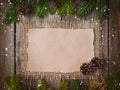 Christmas letter, list, congratulations on a wooden background. free space, mockup new Year. Royalty Free Stock Photo