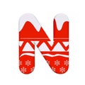 Christmas letter N - Capital 3d Santa Xmas font - Christmas, Santa Claus or winter concept