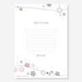 Christmas letter from Santa Claus template A4. Decorated with glitter stars and silver balls. Royalty Free Stock Photo