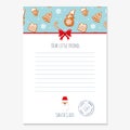 Christmas letter from Santa Claus template. layout in A4 size. Pattern with gingerbread cookies added in swatches. Royalty Free Stock Photo